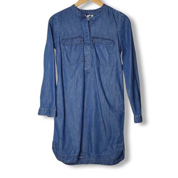 J. Crew Dresses & Skirts - J. Crew Drapey Chambray Shirt Dress Indigo Denim Size XS